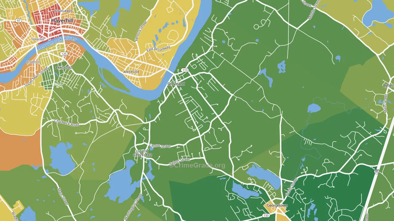 Groveland, MA Map of Assault Rates