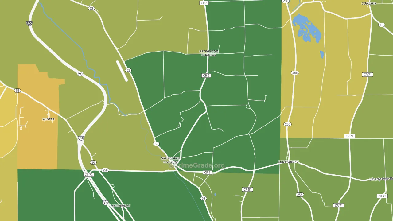 Groveland, NY Map of Assault Rates