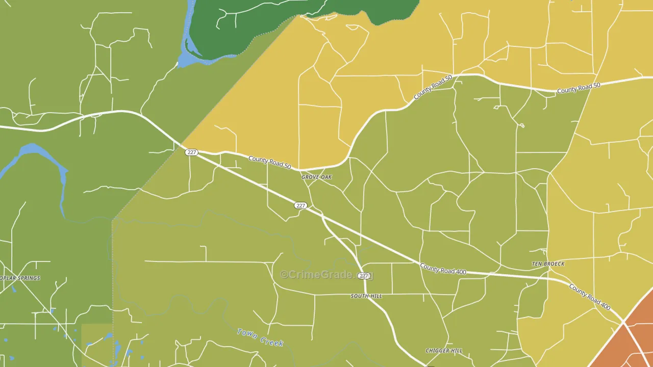 Groveoak, AL Map of Assault Rates