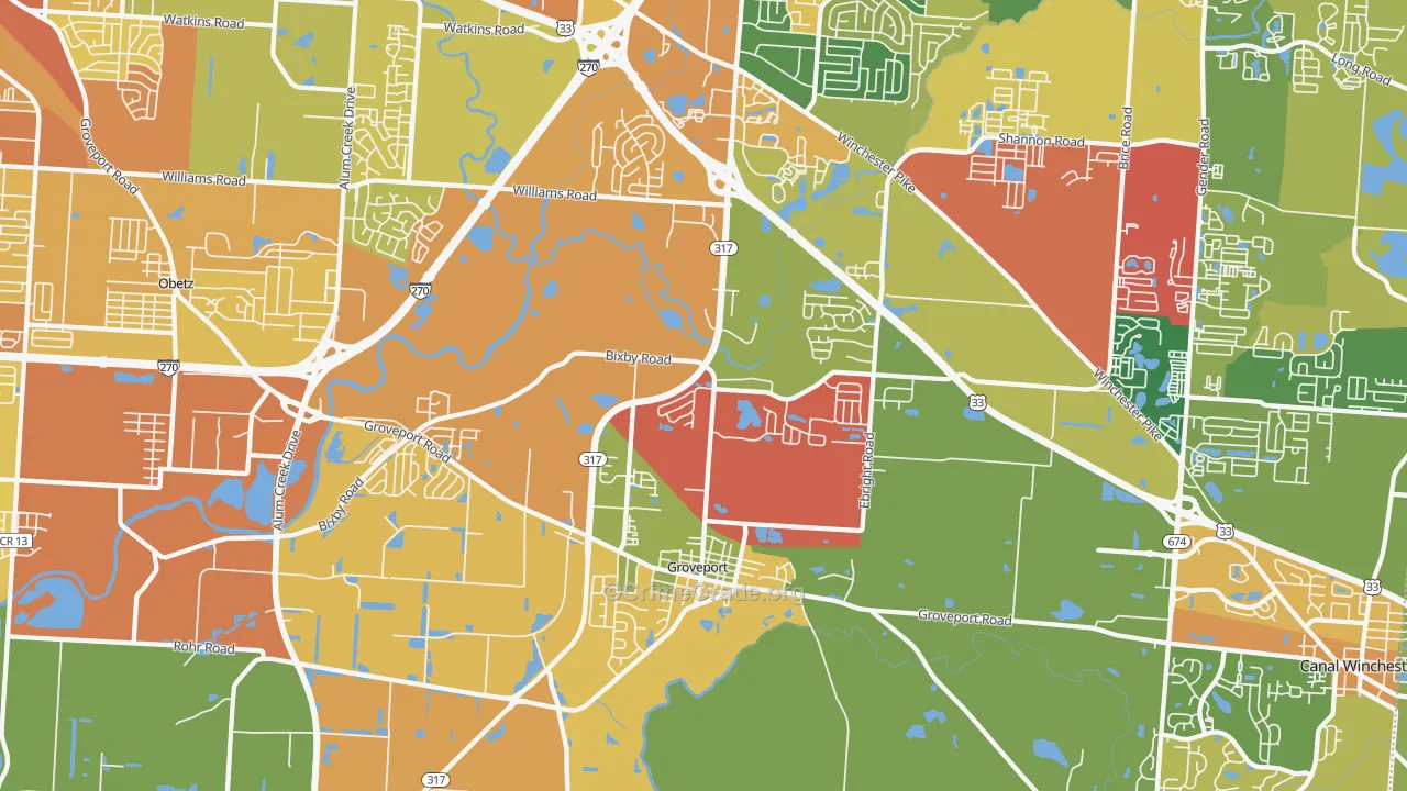 Groveport, OH Map of Assault Rates