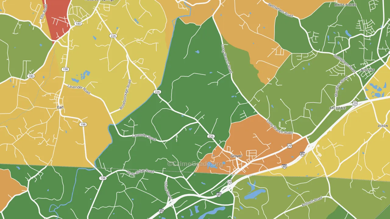 Grover, NC Map of Assault Rates
