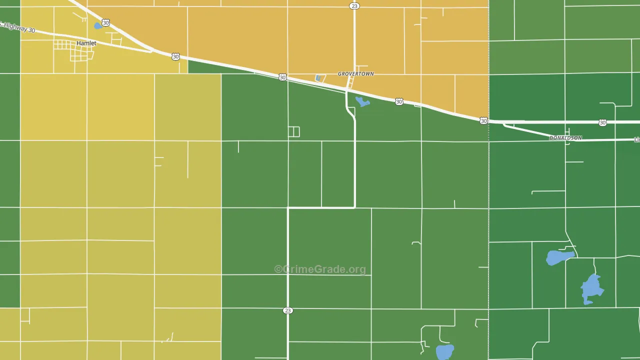 Grovertown, IN Map of Assault Rates