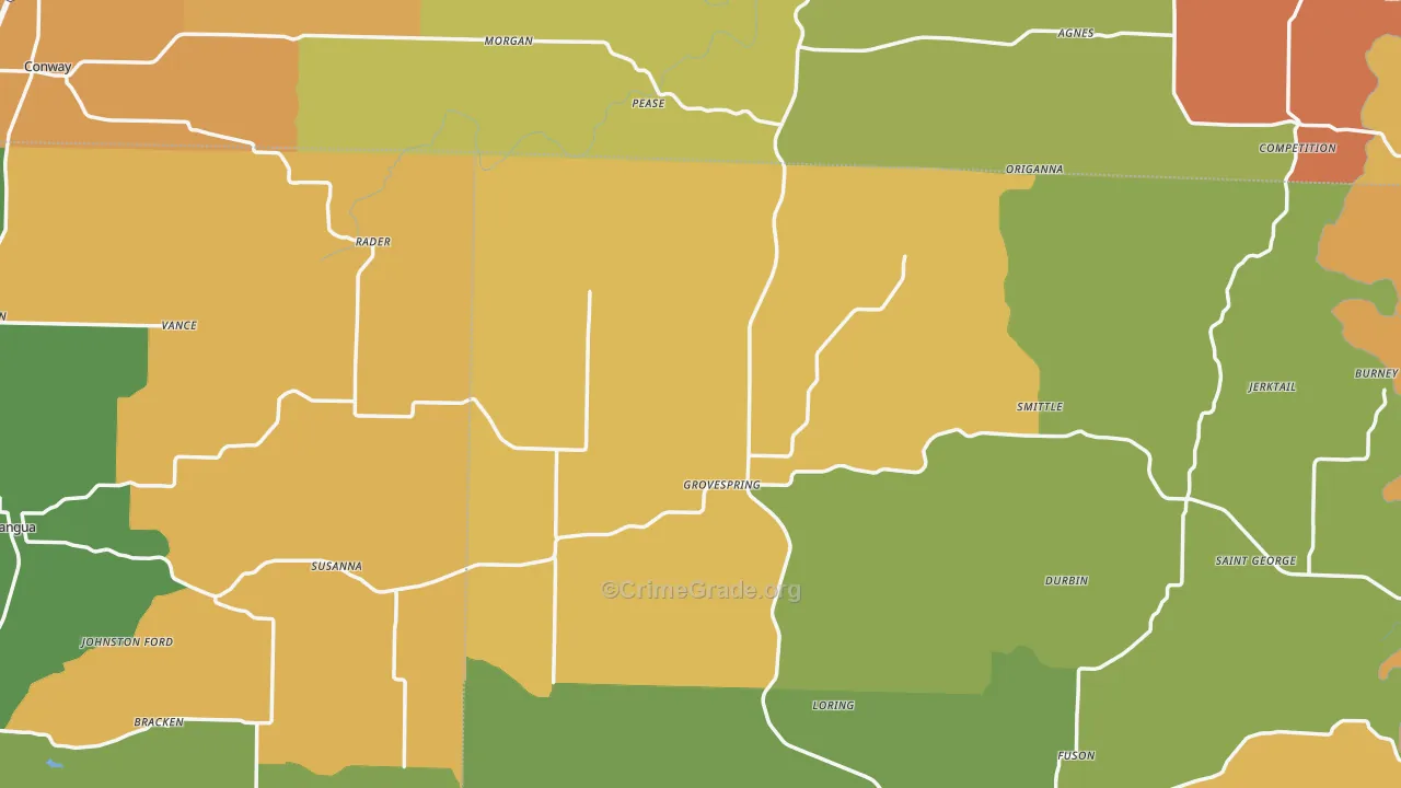 Grovespring, MO Map of Assault Rates