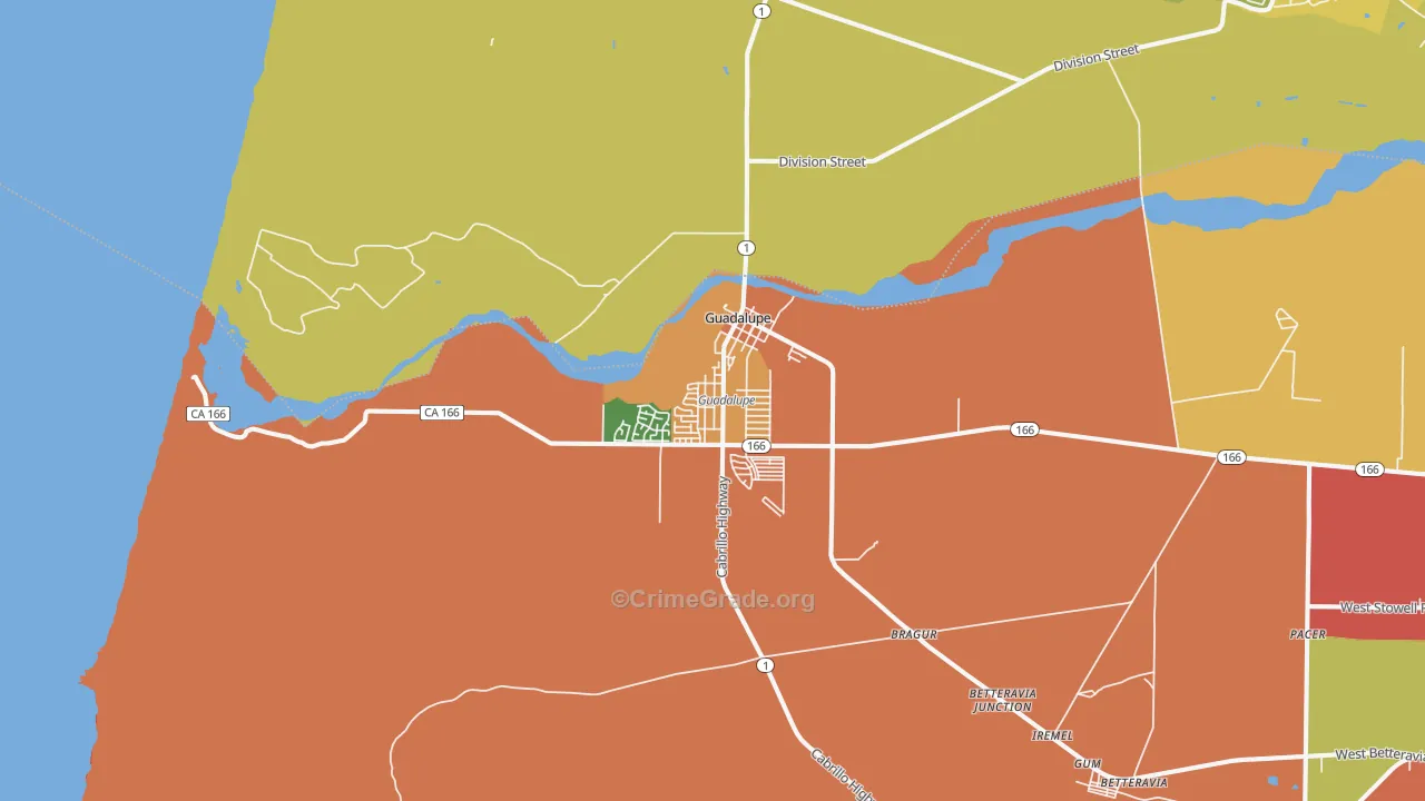 Guadalupe, CA Map of Assault Rates