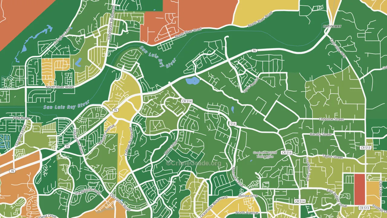 Guajome, Oceanside, CA Map of Assault Rates