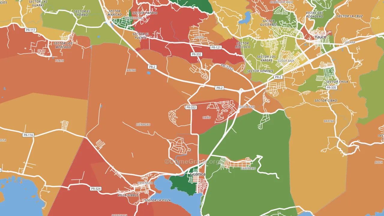 Guanica, PR Map of Assault Rates