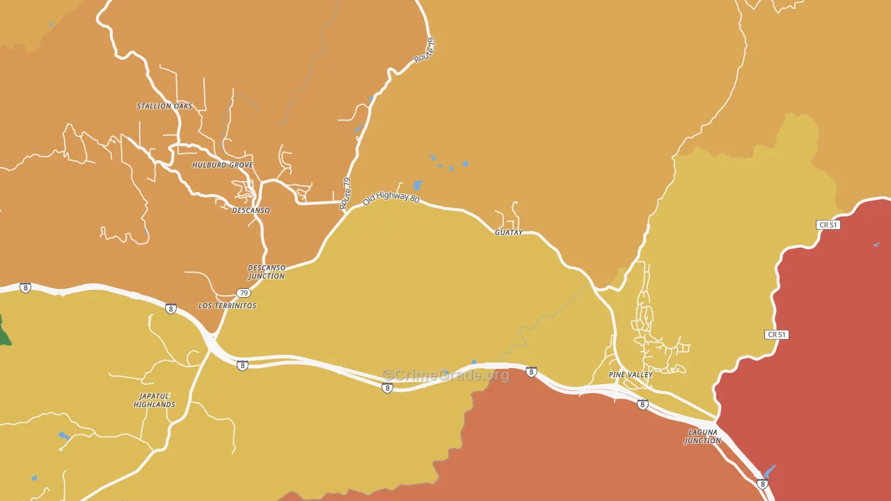 Guatay, CA Map of Assault Rates