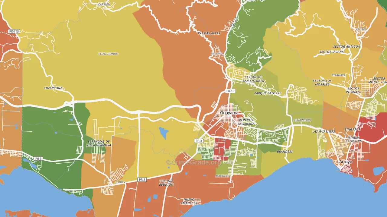 Guayama, PR Map of Assault Rates