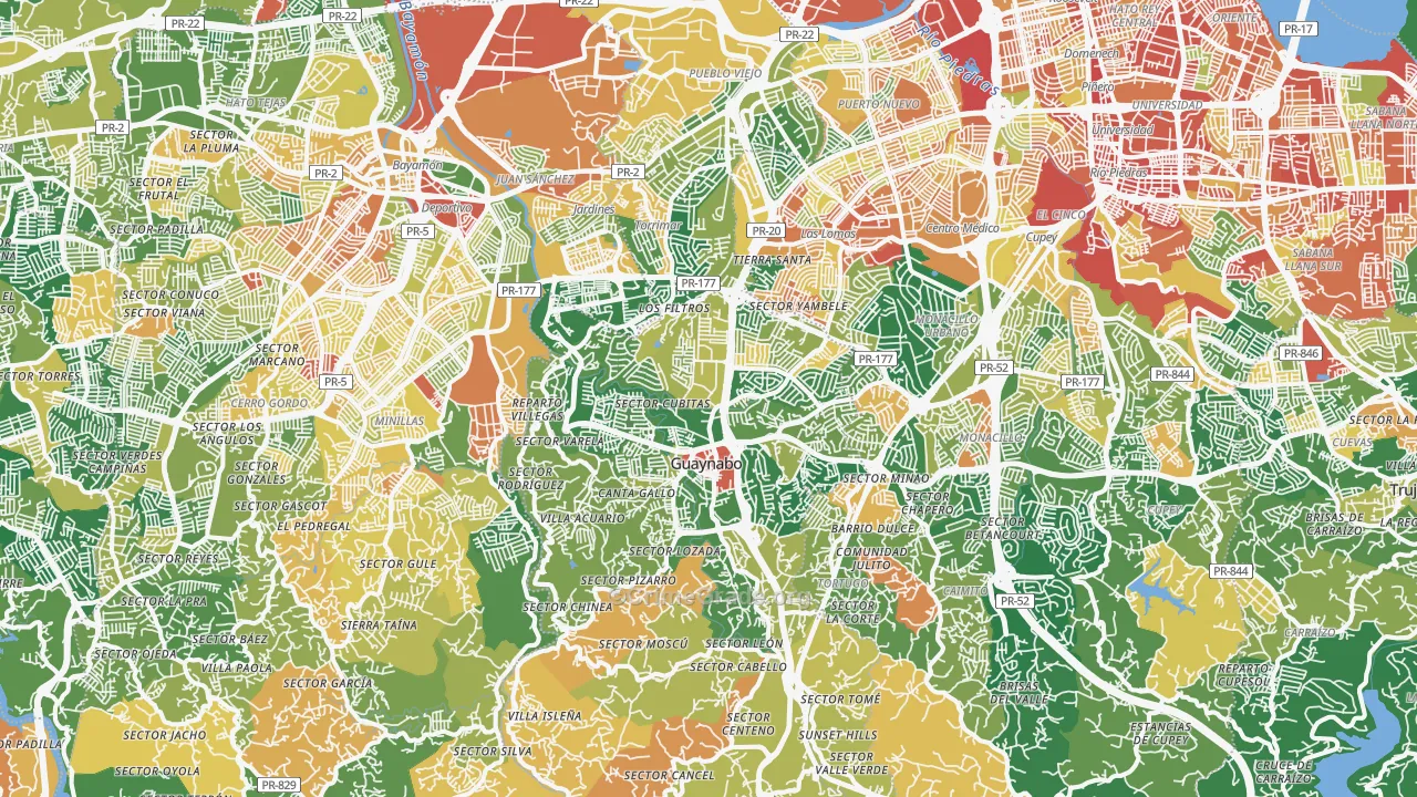 Guaynabo, PR Map of Assault Rates
