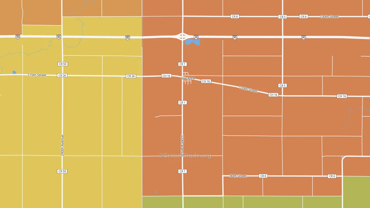 Guckeen, MN Map of Assault Rates