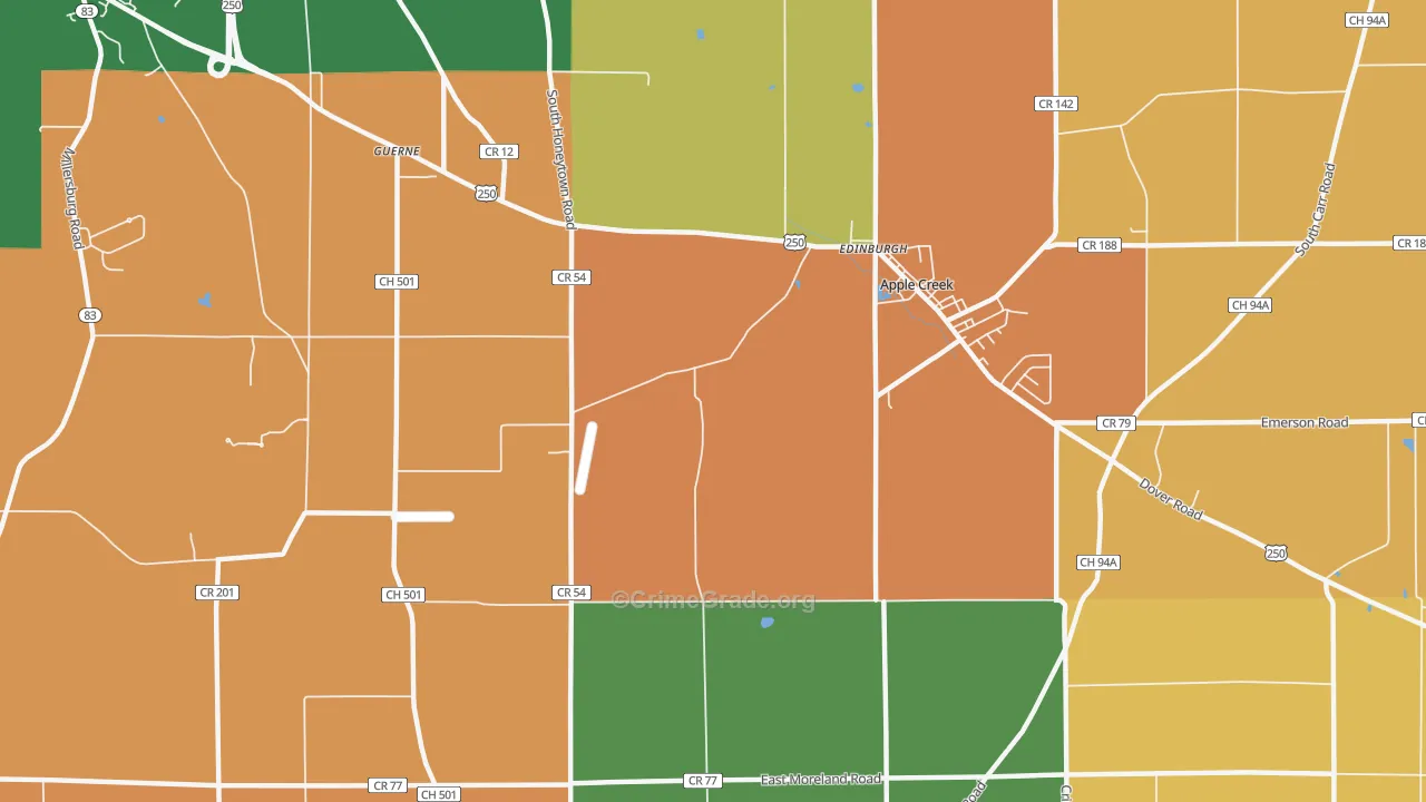 Guerne, OH Map of Assault Rates