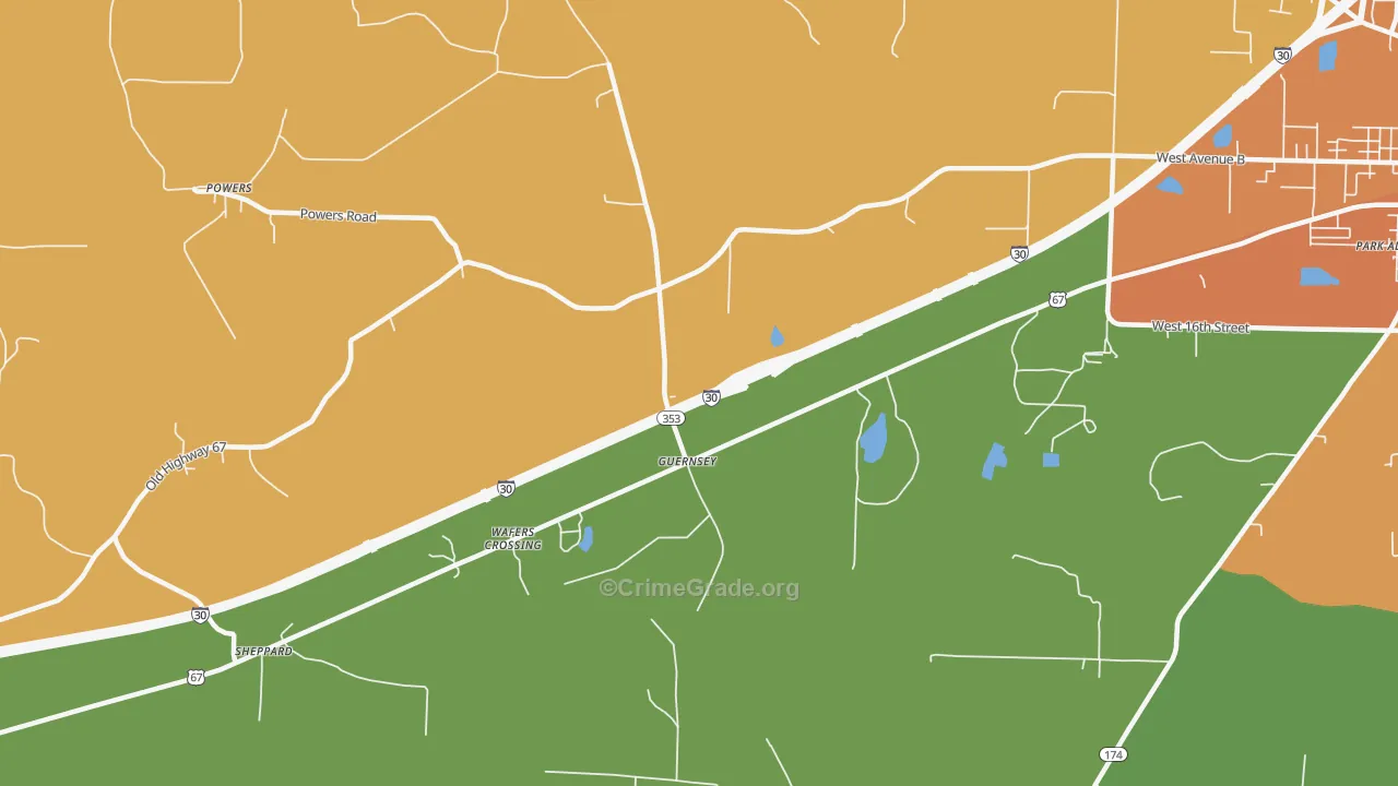 Guernsey, AR Map of Assault Rates