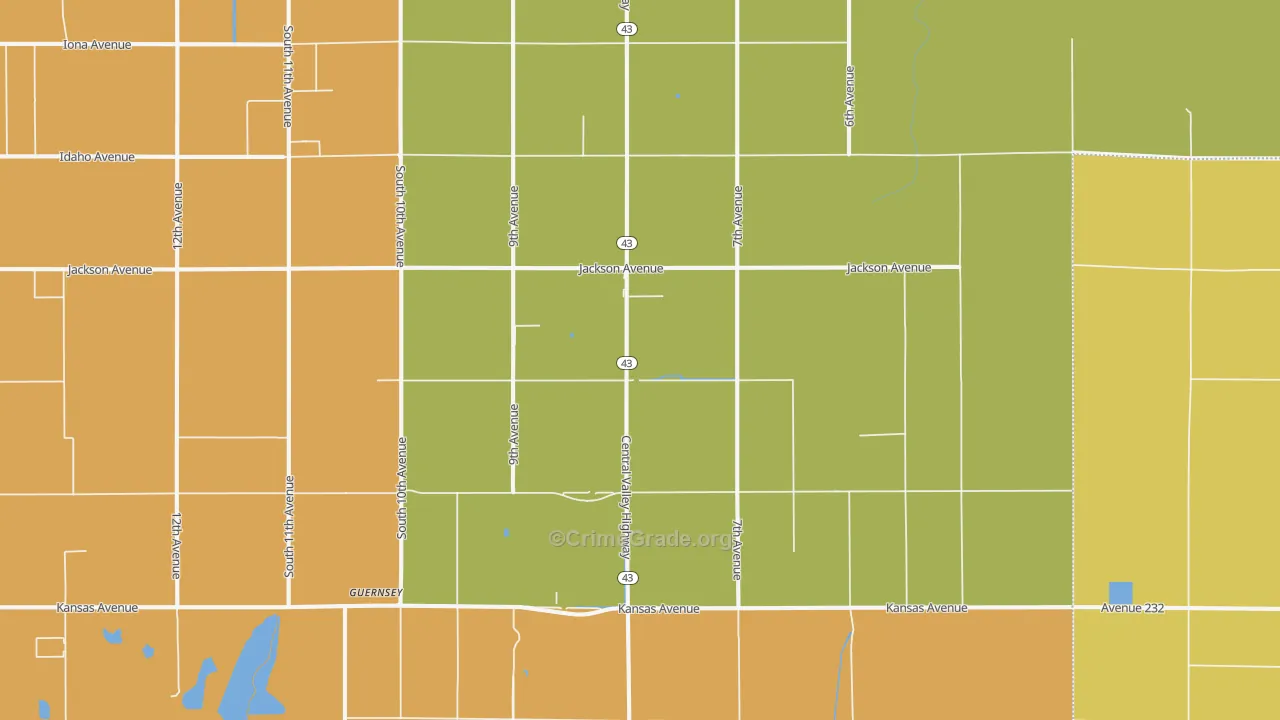 Guernsey, CA Map of Assault Rates