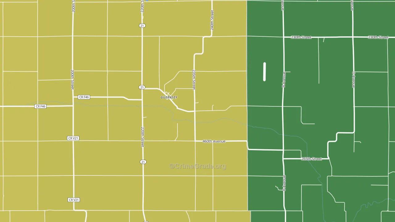 Guernsey, IA Map of Assault Rates
