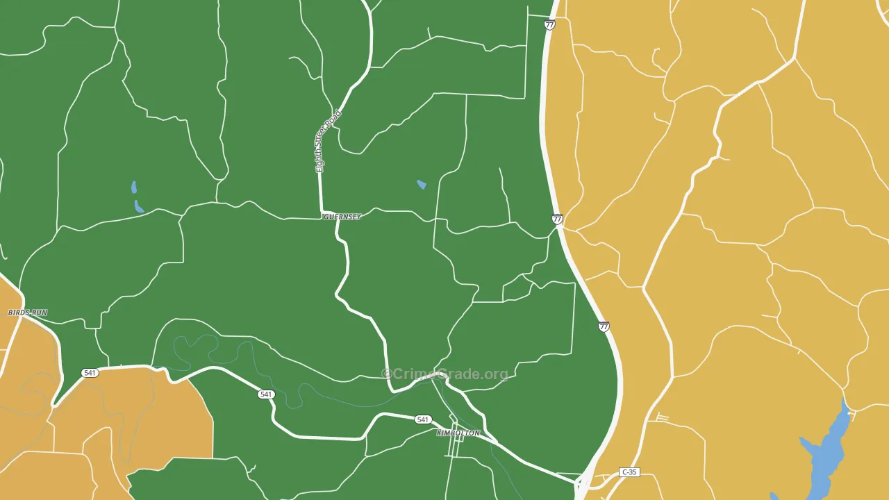 Guernsey, OH Map of Assault Rates