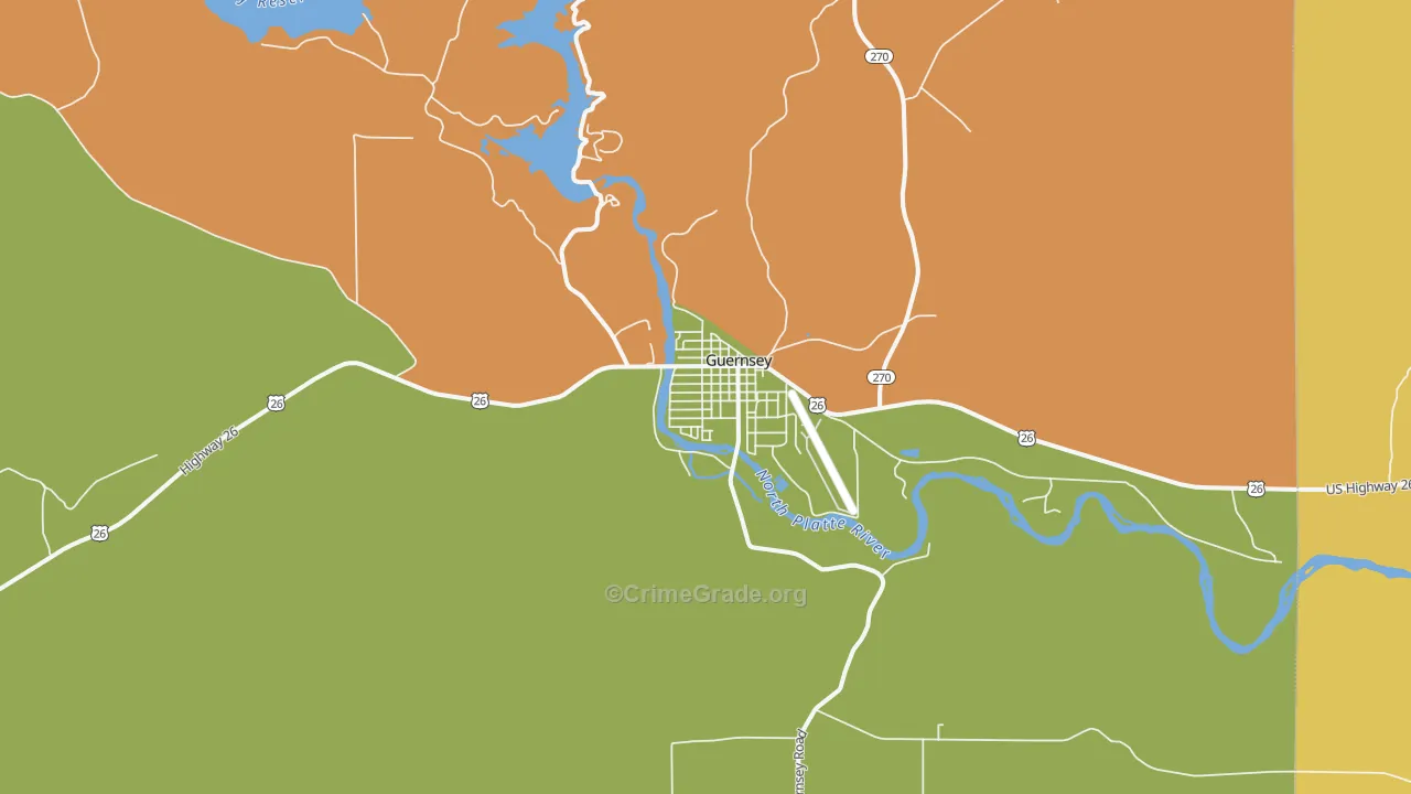 Guernsey, WY Map of Assault Rates