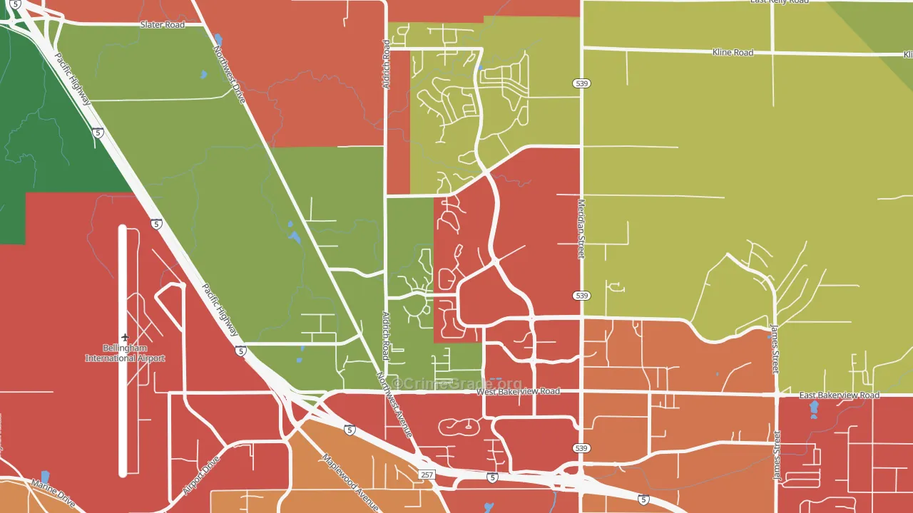 Guide Meridian, Bellingham, WA Map of Assault Rates