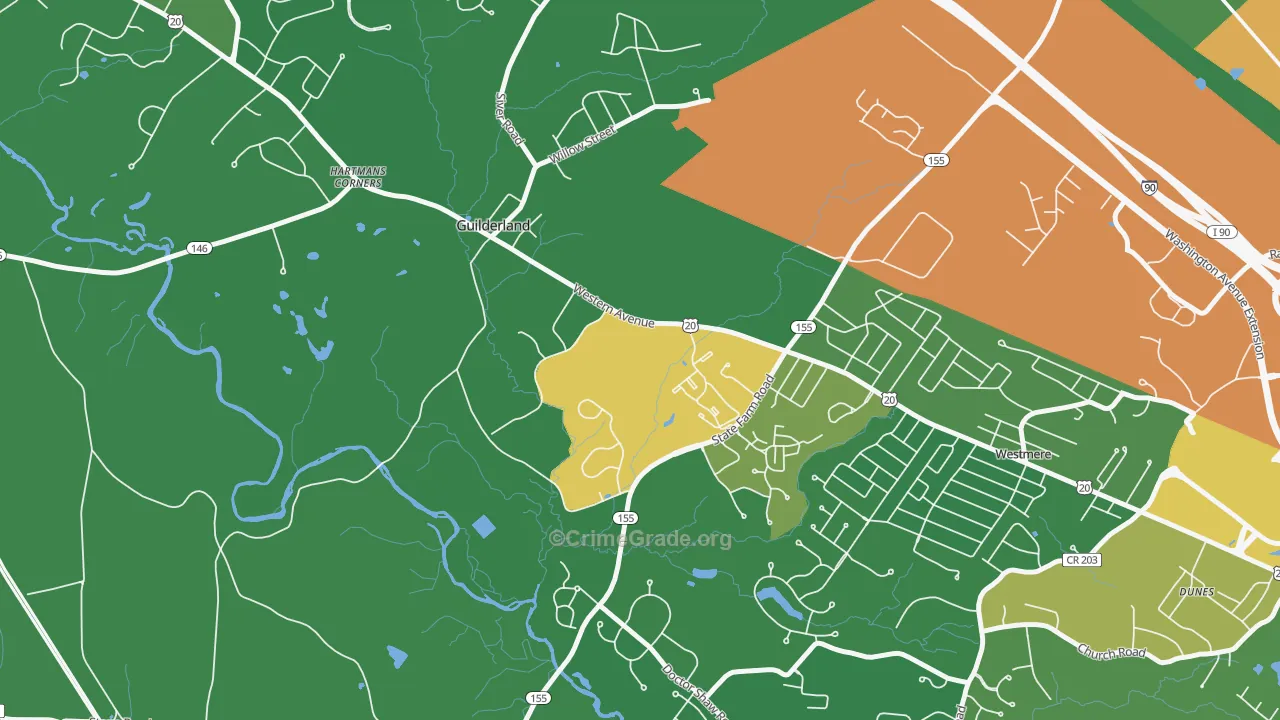 Guilderland, NY Map of Assault Rates