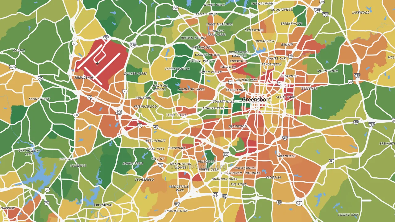 Guilford County, NC Map of Assault Rates