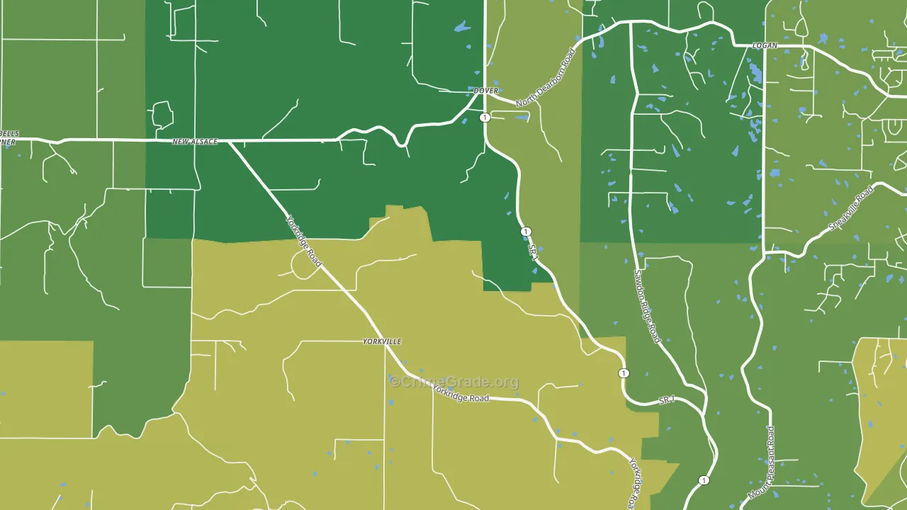 Guilford, IN Map of Assault Rates