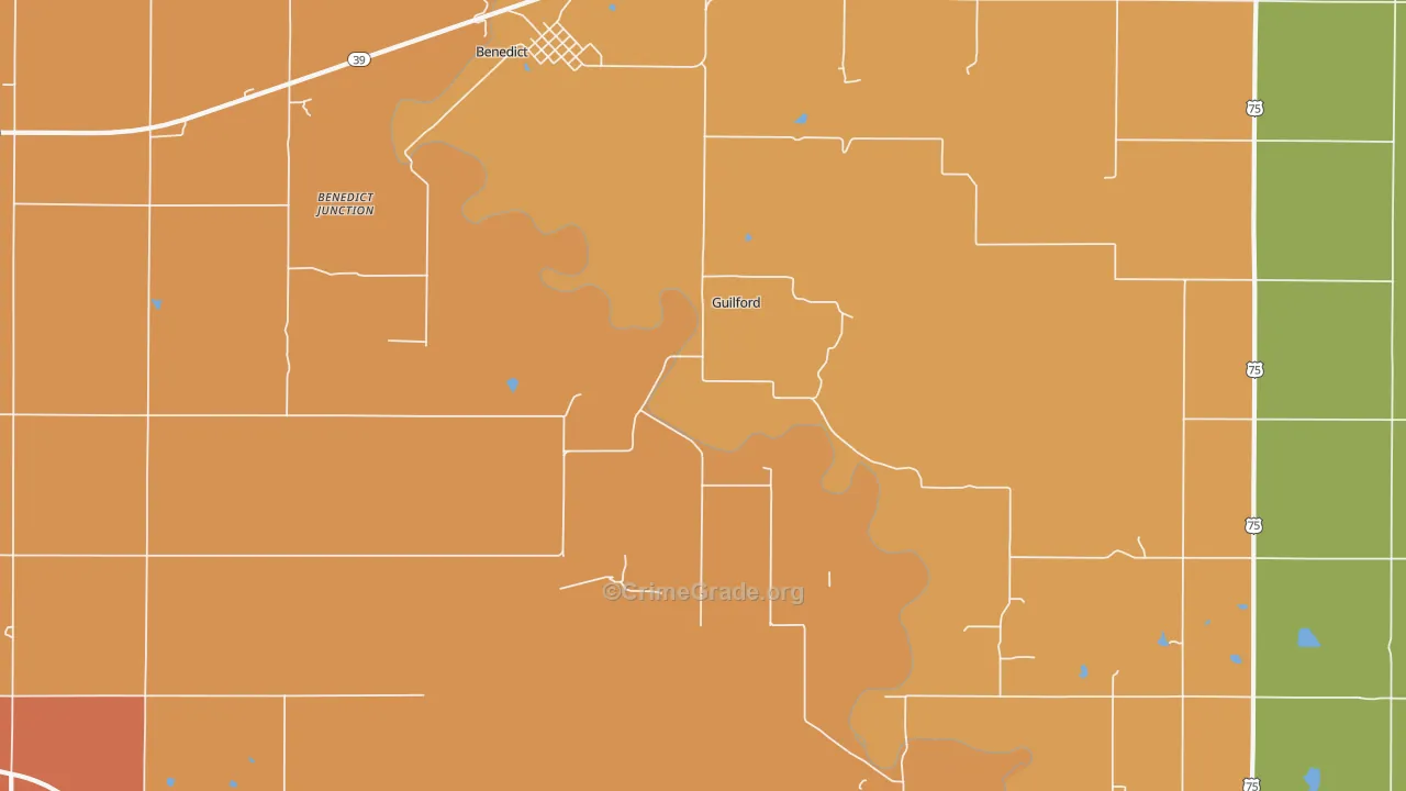 Guilford, KS Map of Assault Rates