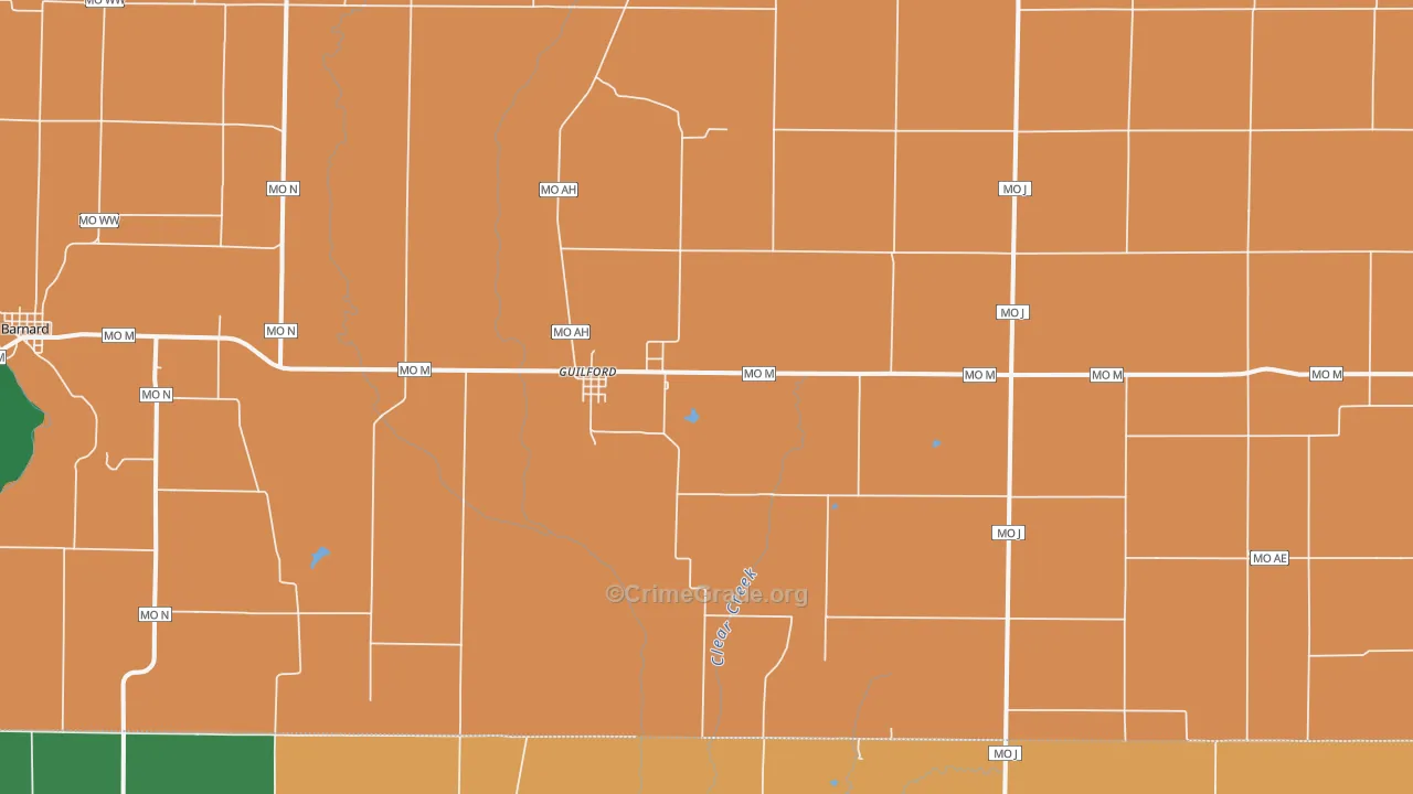 Guilford, MO Map of Assault Rates