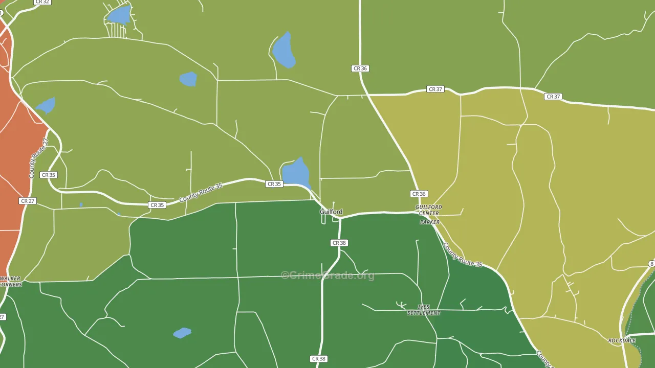 Guilford, NY Map of Assault Rates