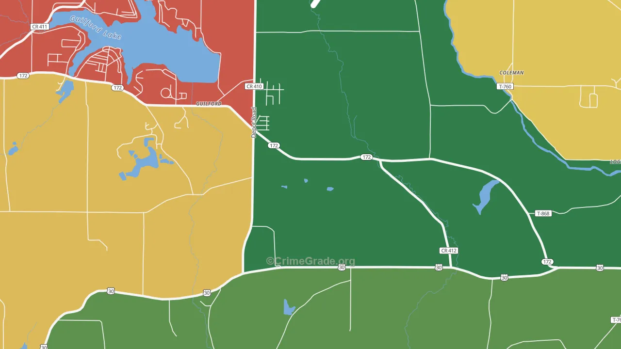 Guilford, OH Map of Assault Rates