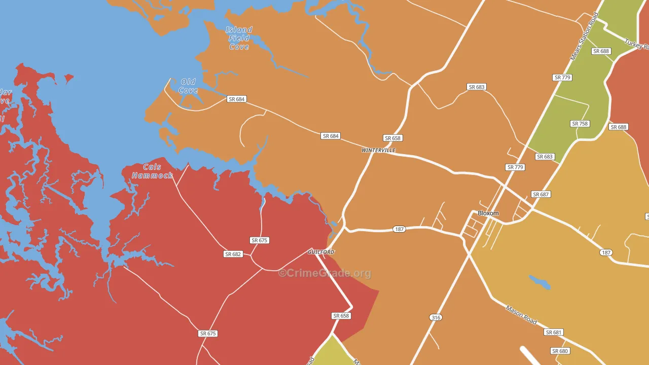 Guilford, VA Map of Assault Rates