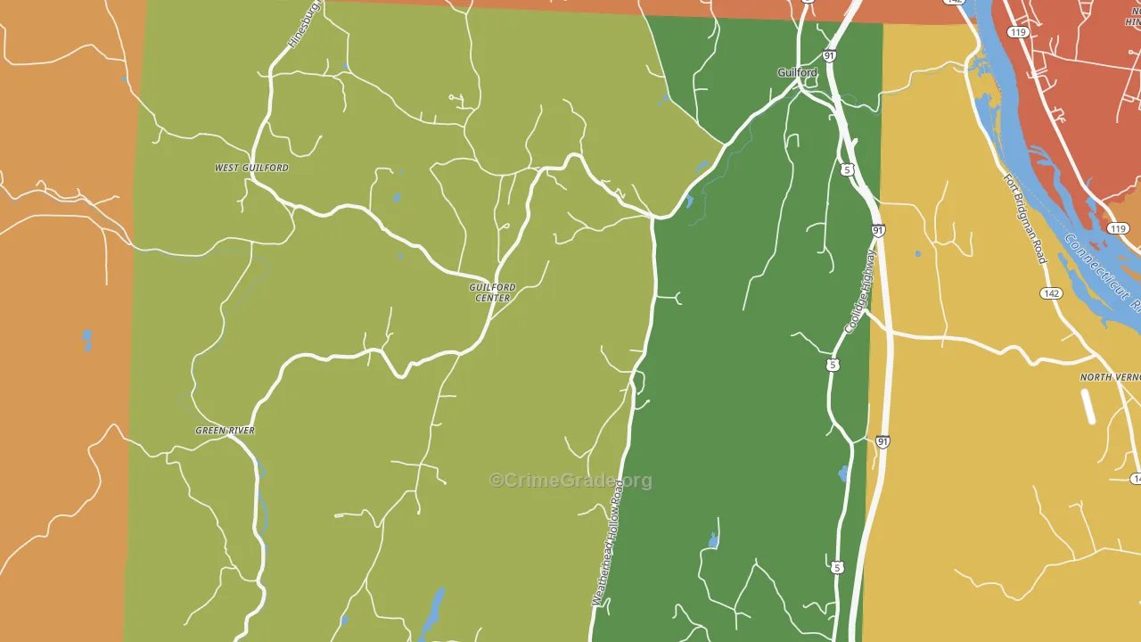 Guilford, VT Map of Assault Rates