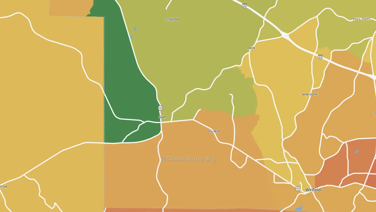 Guin, AL Map of Assault Rates