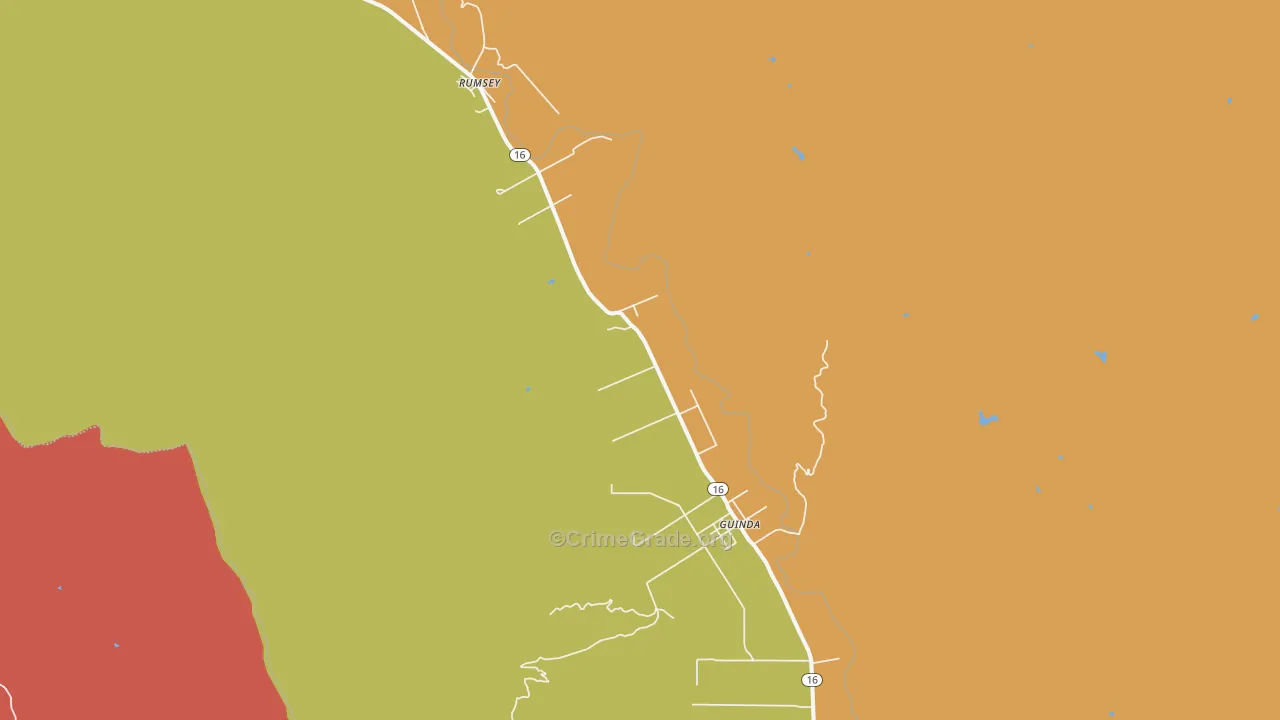 Guinda, CA Map of Assault Rates