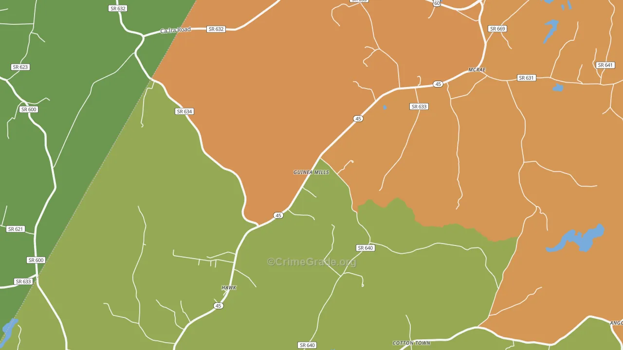 Guinea Mills, VA Map of Assault Rates