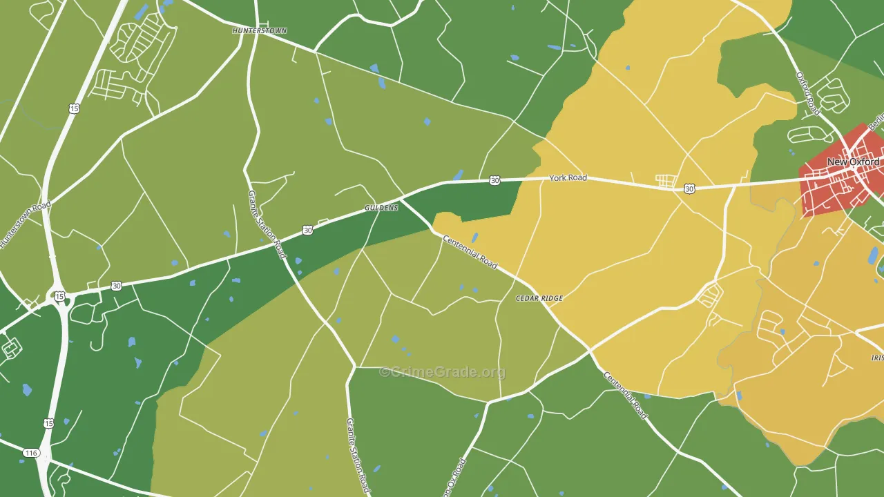 Guldens, PA Map of Assault Rates