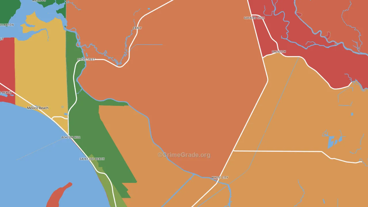 Gulf County, FL Map of Assault Rates