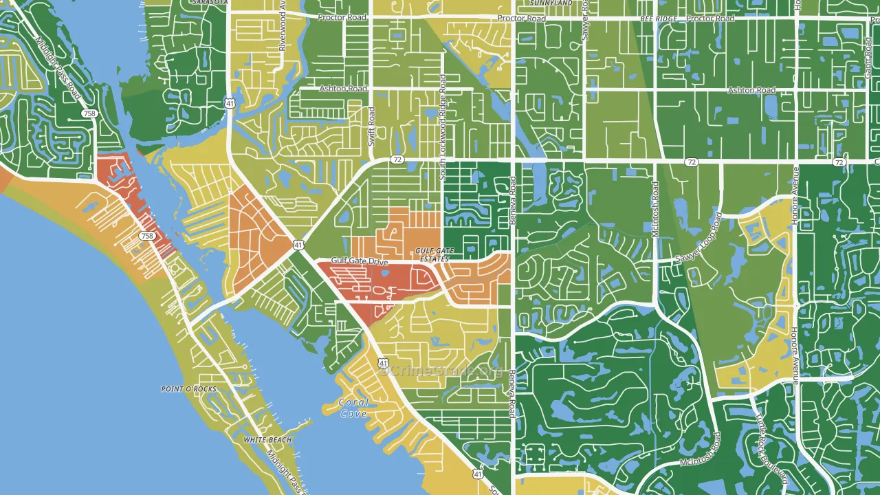 Gulf Gate Estates, FL Map of Assault Rates