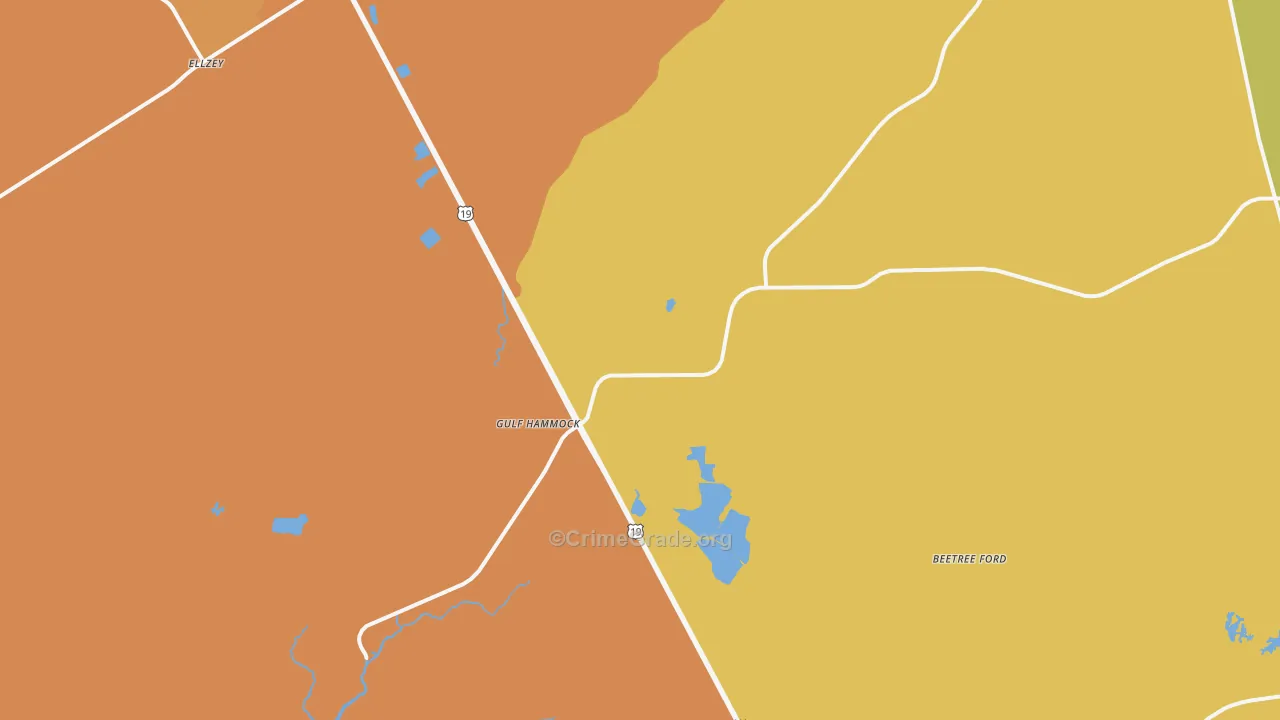 Gulf Hammock, FL Map of Assault Rates