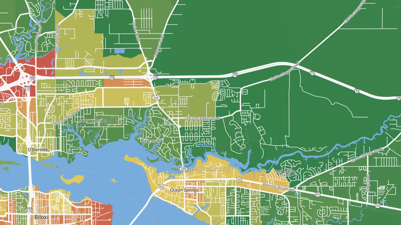 Gulf Hills, MS Map of Assault Rates