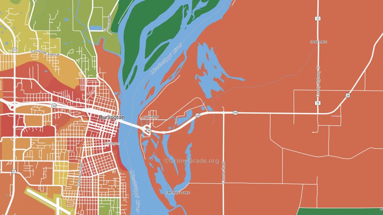 Gulf Port, IL Map of Assault Rates