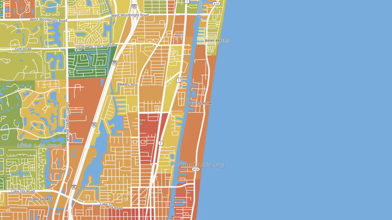 Gulf Stream, FL Map of Assault Rates