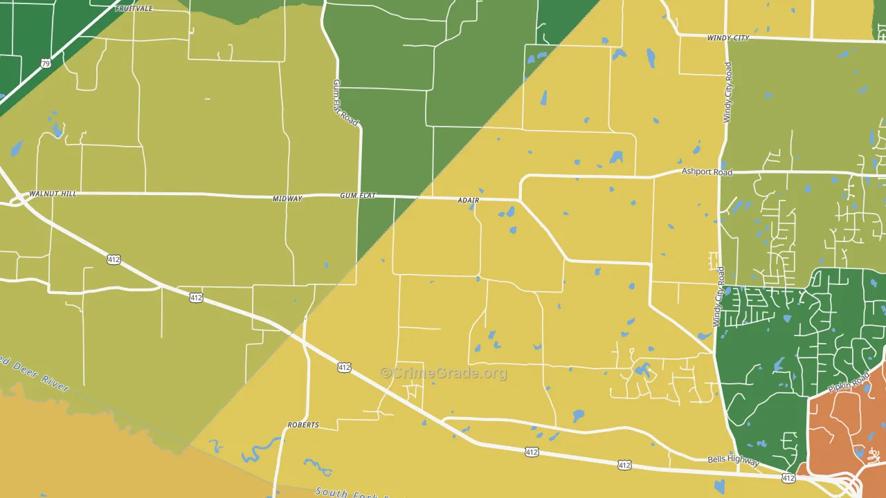 Gum Flat, TN Map of Assault Rates