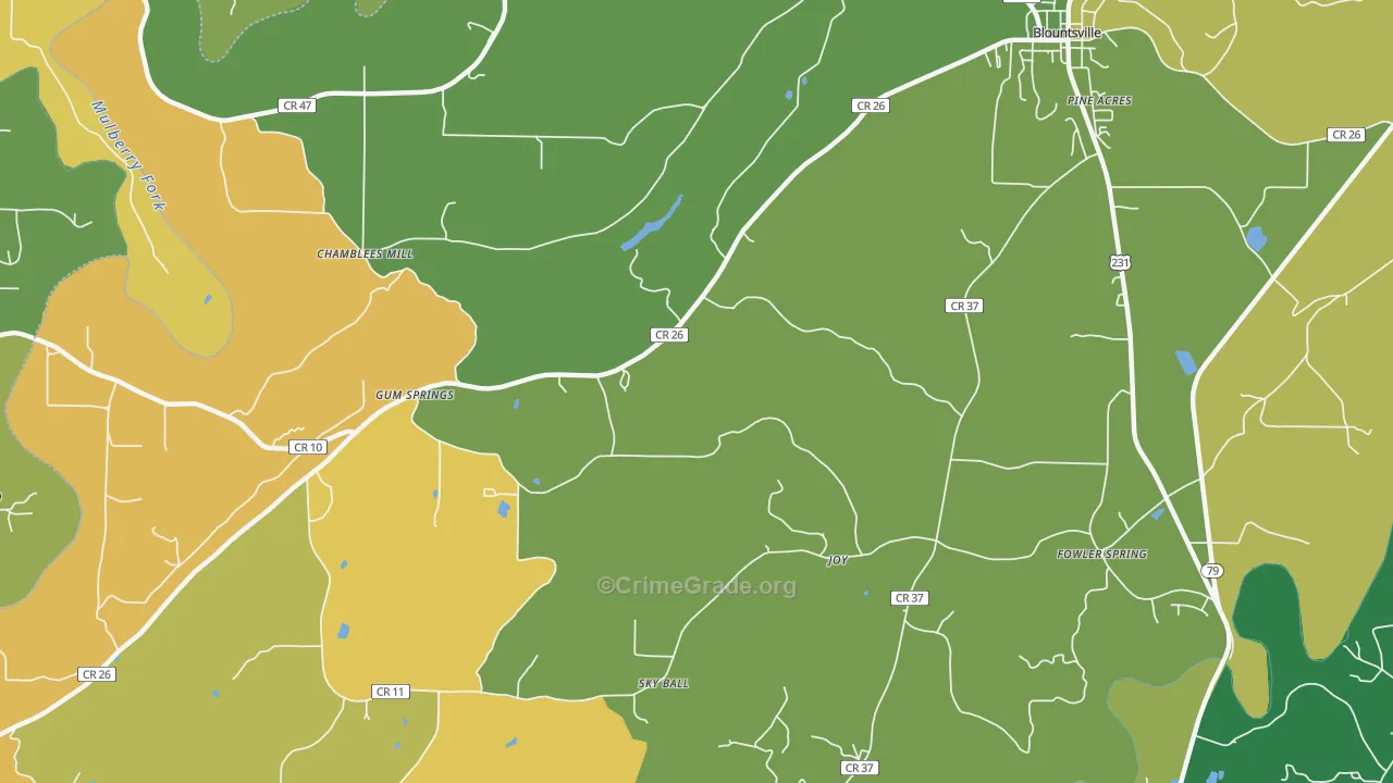 Gum Springs, AL Map of Assault Rates