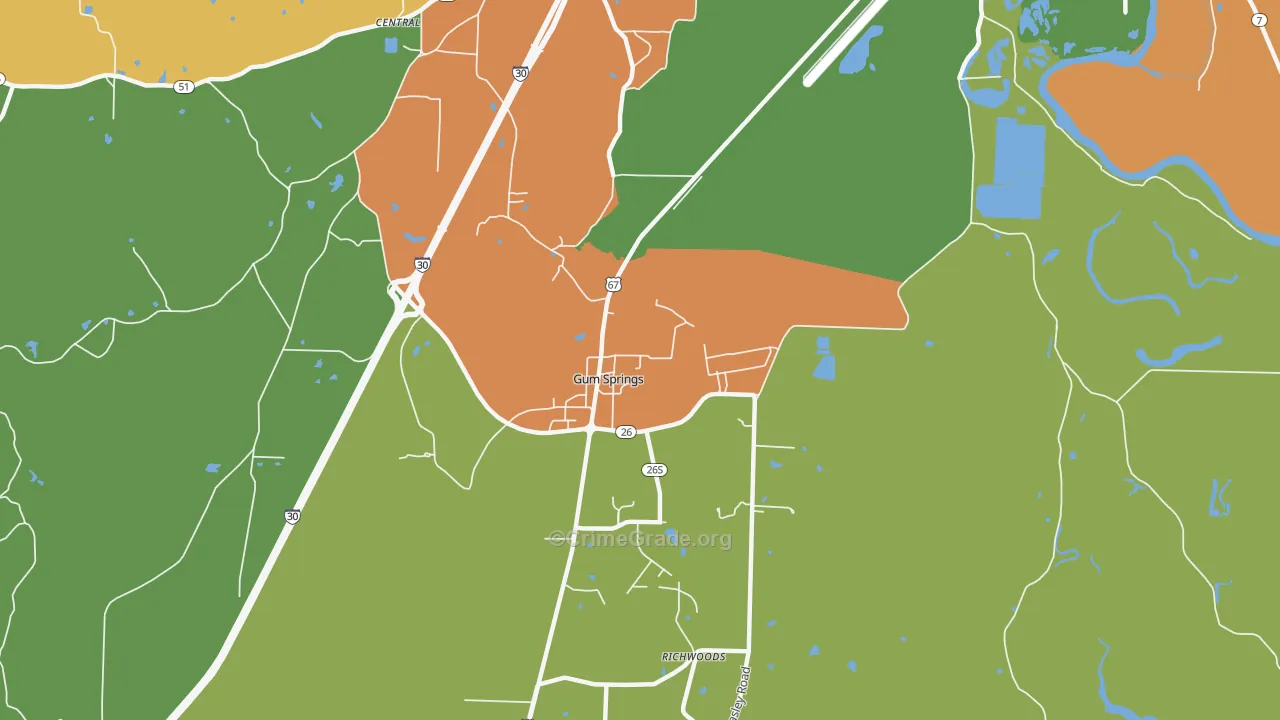 Gum Springs, AR Map of Assault Rates