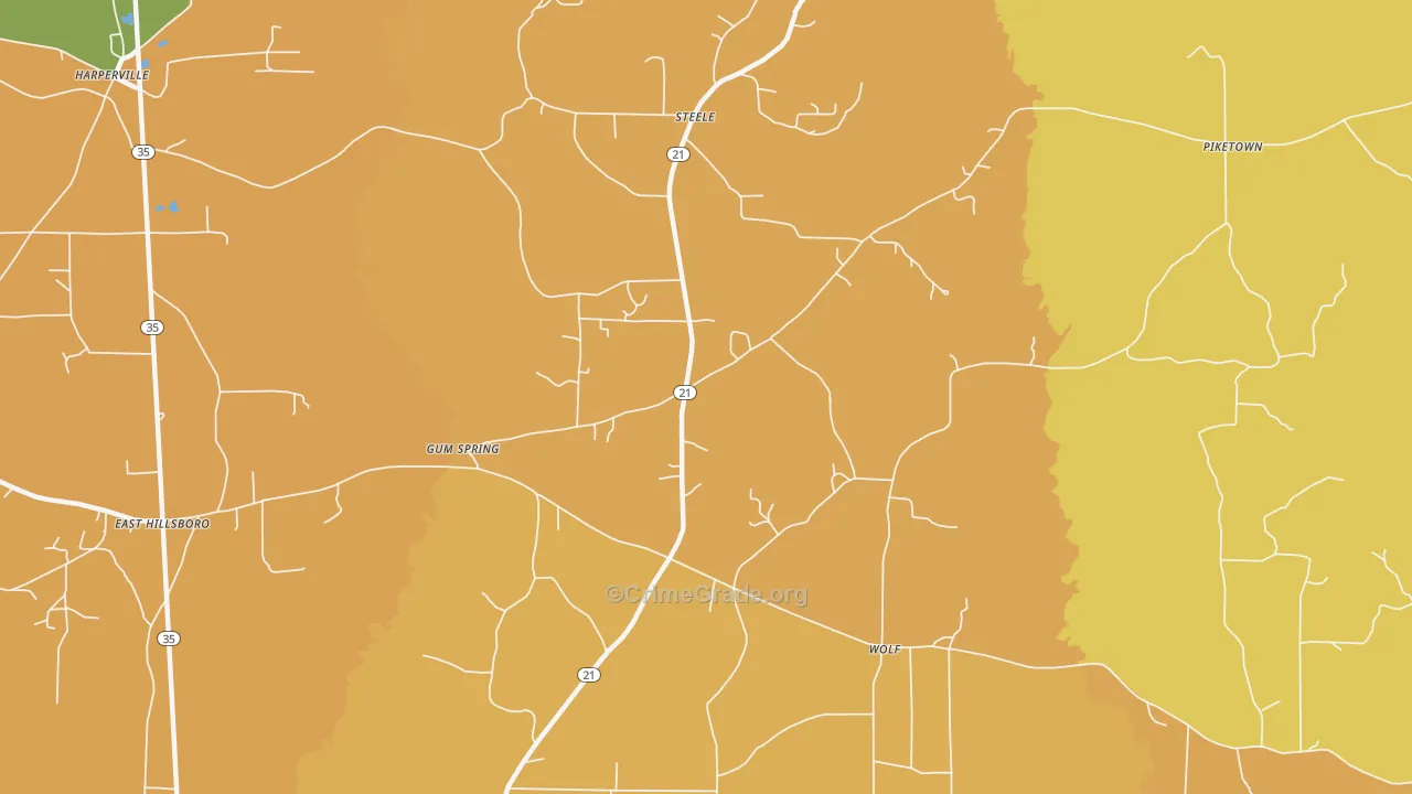 Gum Springs, MS Map of Assault Rates