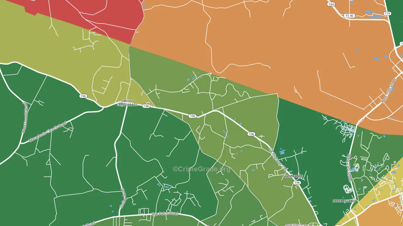 Gumbranch, GA Map of Assault Rates
