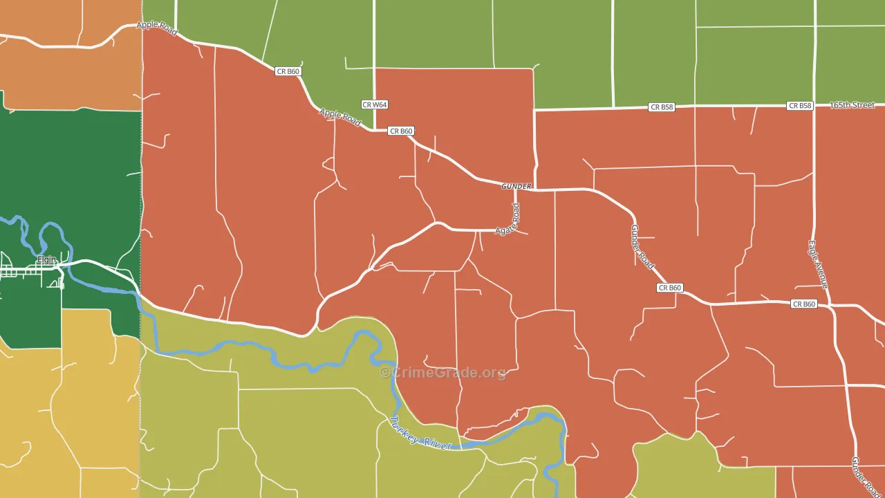 Gunder, IA Map of Assault Rates