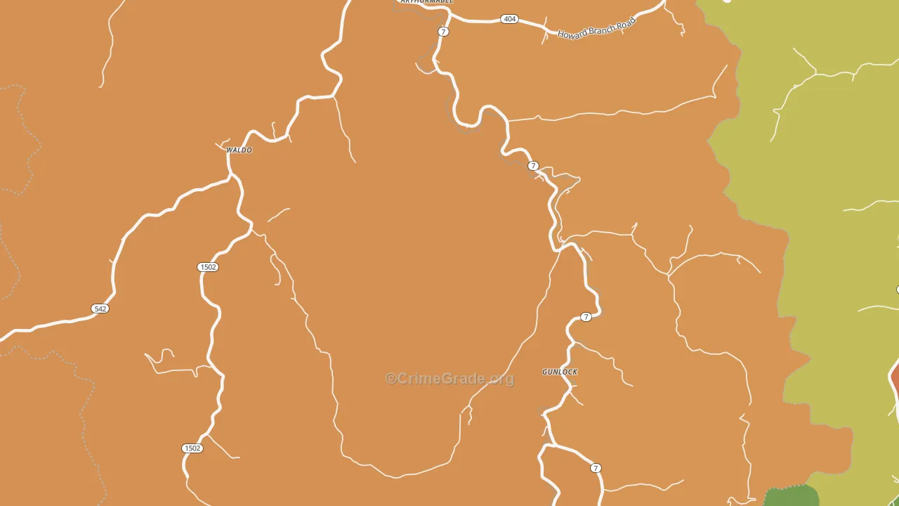 Gunlock, KY Map of Assault Rates