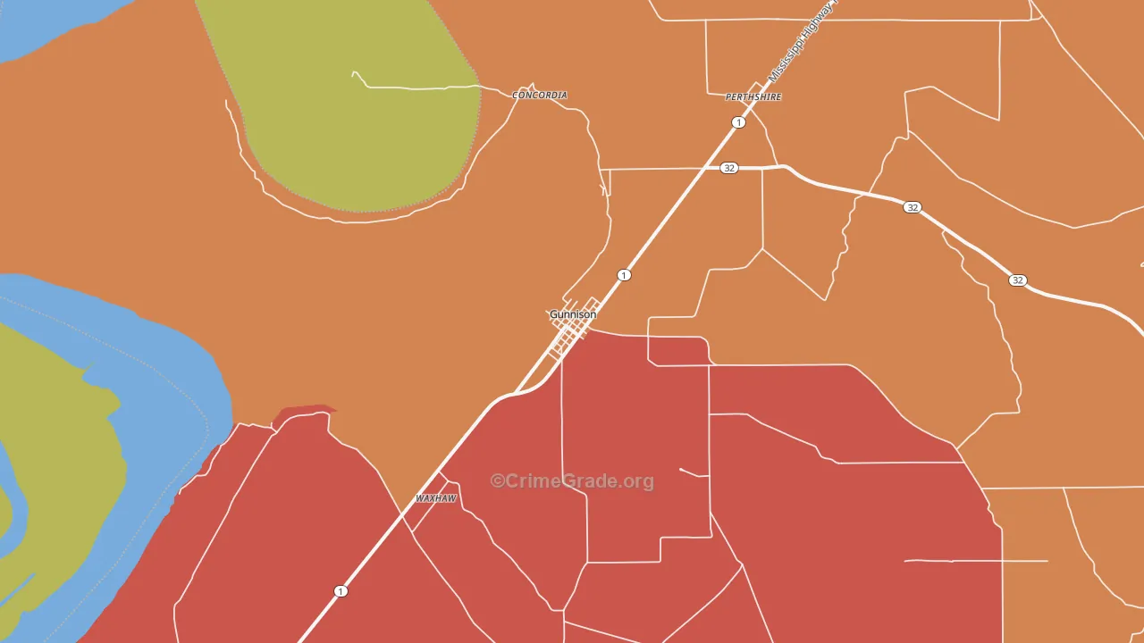 Gunnison, MS Map of Assault Rates
