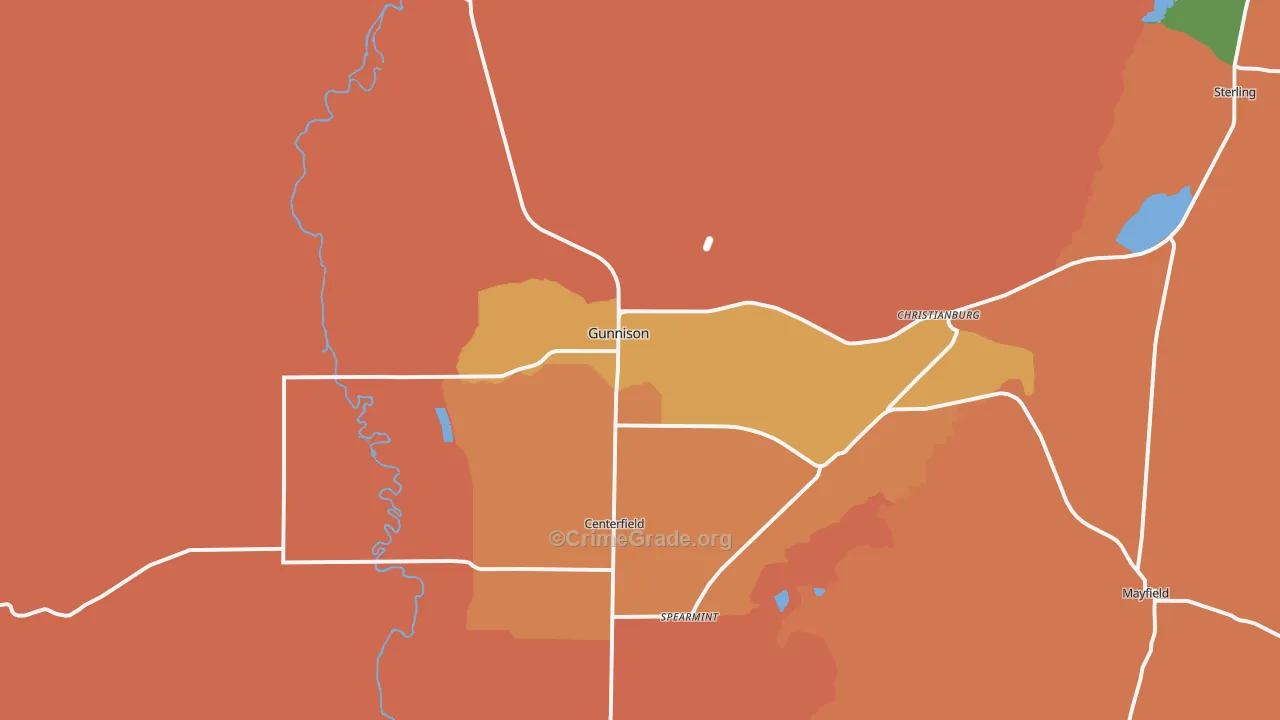 Gunnison, UT Map of Assault Rates