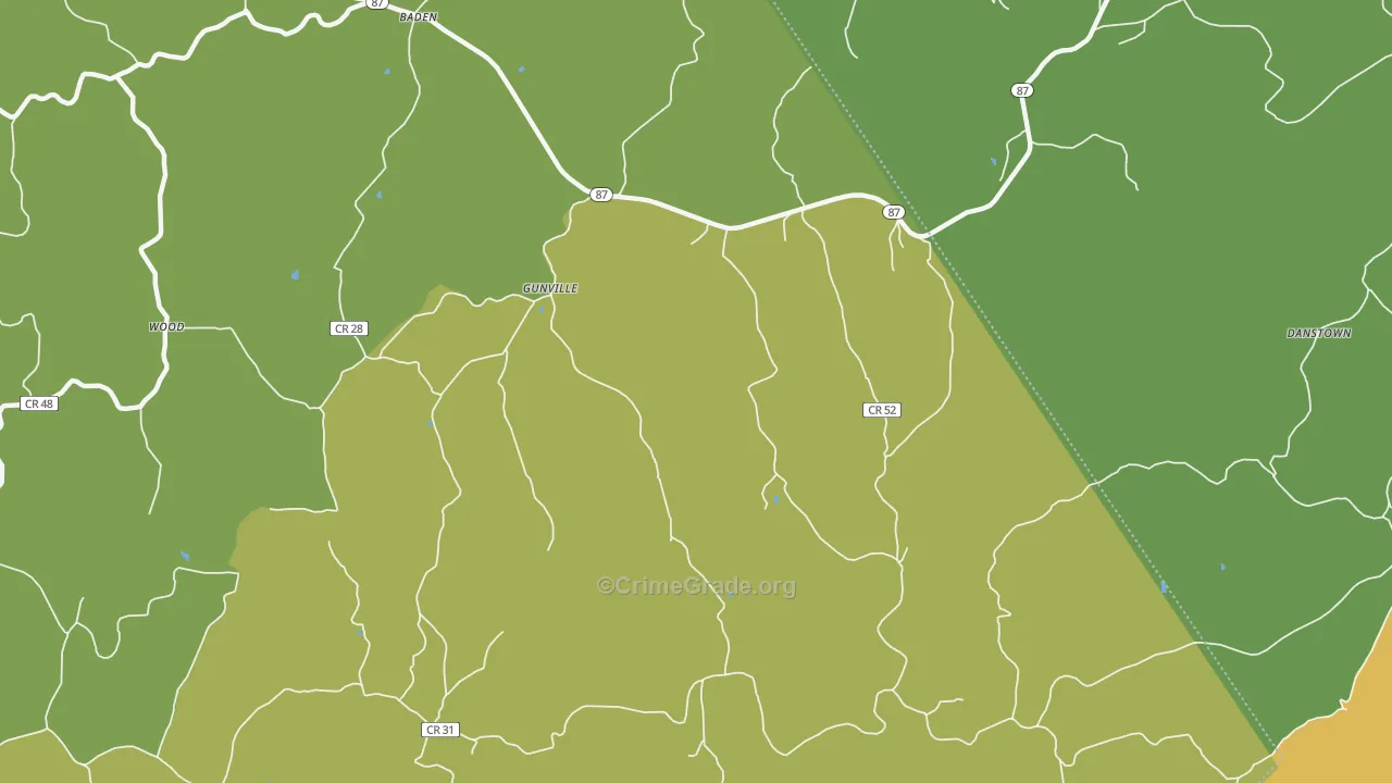 Gunville, WV Map of Assault Rates